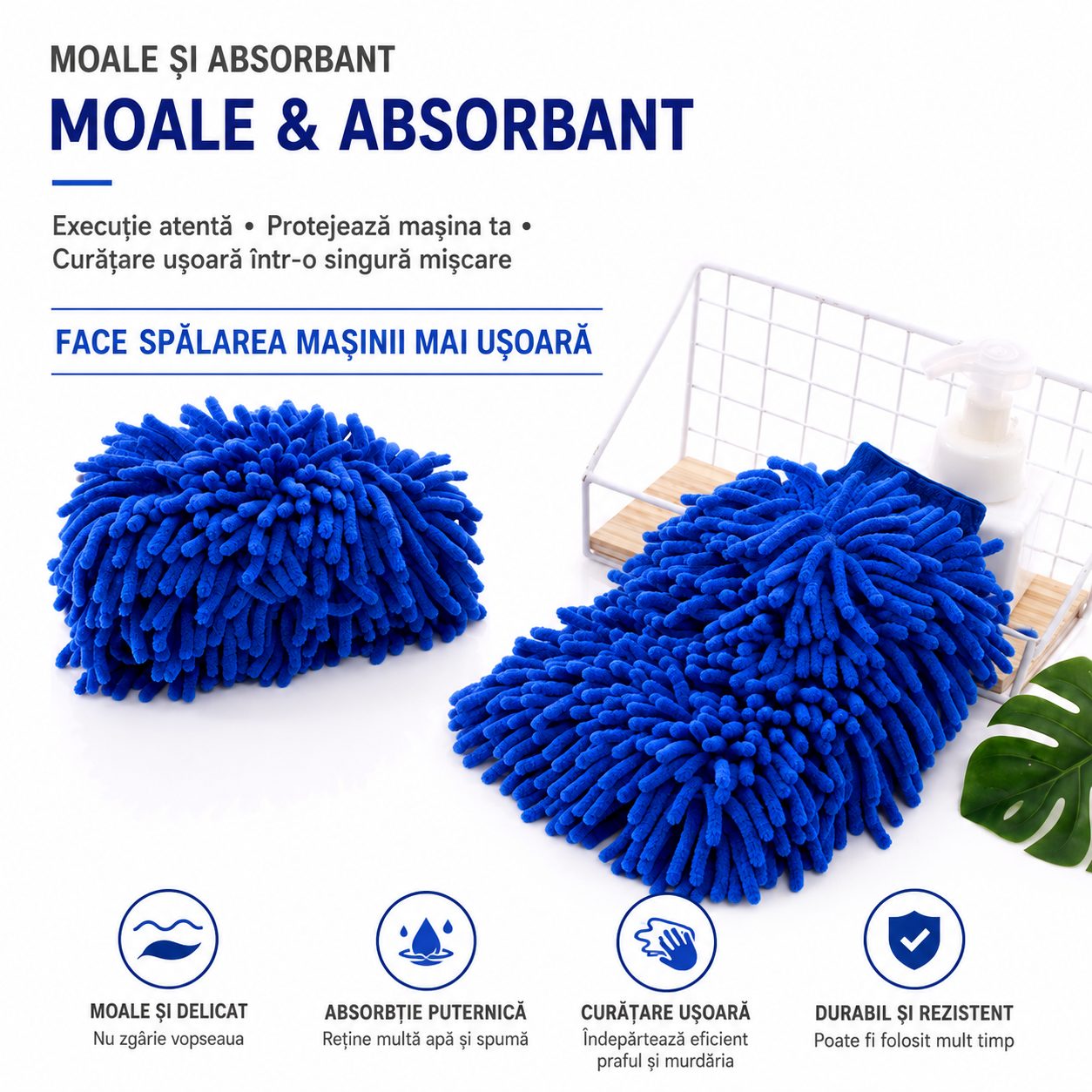 Manusa din Microfibra pentru Curatare, , 100 GSM, Reutilizabila, 23 x 13 x 6 cm, Albastru 2