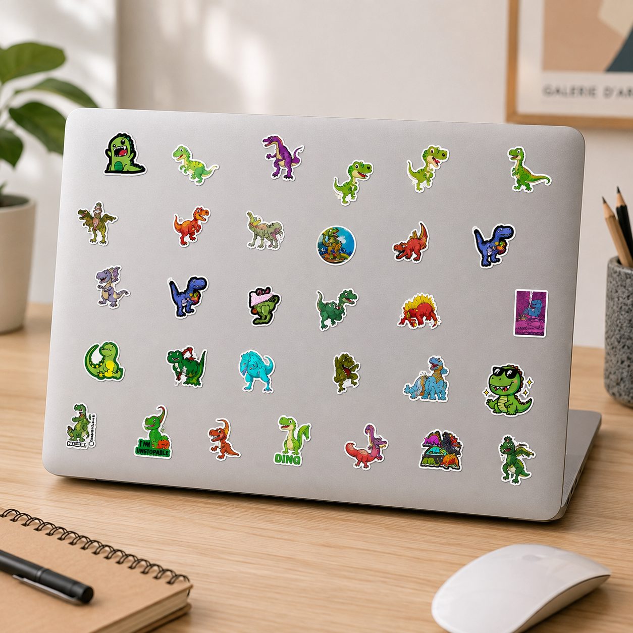 Set 50 Stickere Decorative, , Modele Dinozauri Cartoon, Impermeabile, Aproximativ 5 x 6 cm, Multicolor 3