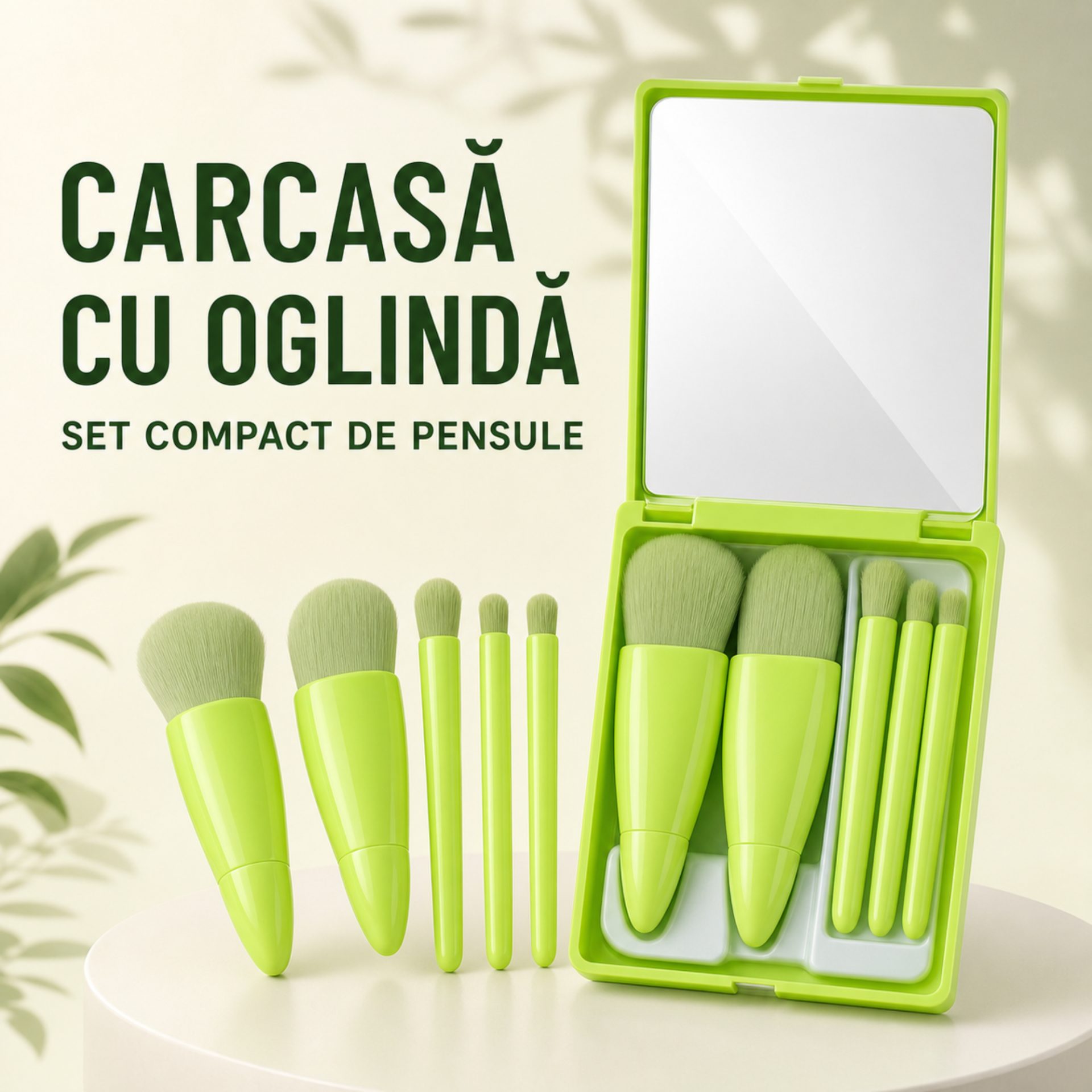 Set pensule machiaj Flippy detaliu carcasă verde lime