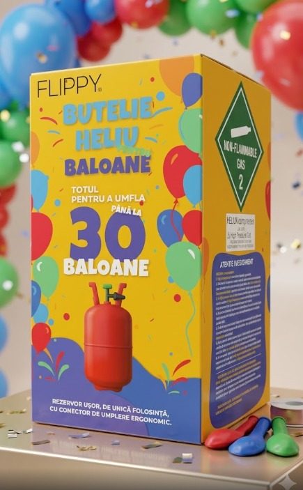 Butelie Heliu de Unica Folosinta, Butelie pentru 30 Baloane Latex, Ideala pentru Petreceri si Evenimente, 7l, 20x20x37, Rosu