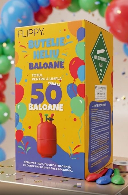 Butelie Heliu de Unica Folosinta, Butelie pentru 50 Baloane Latex, Ideala pentru Petreceri si Evenimente, 13l, 24x24x42, Rosu