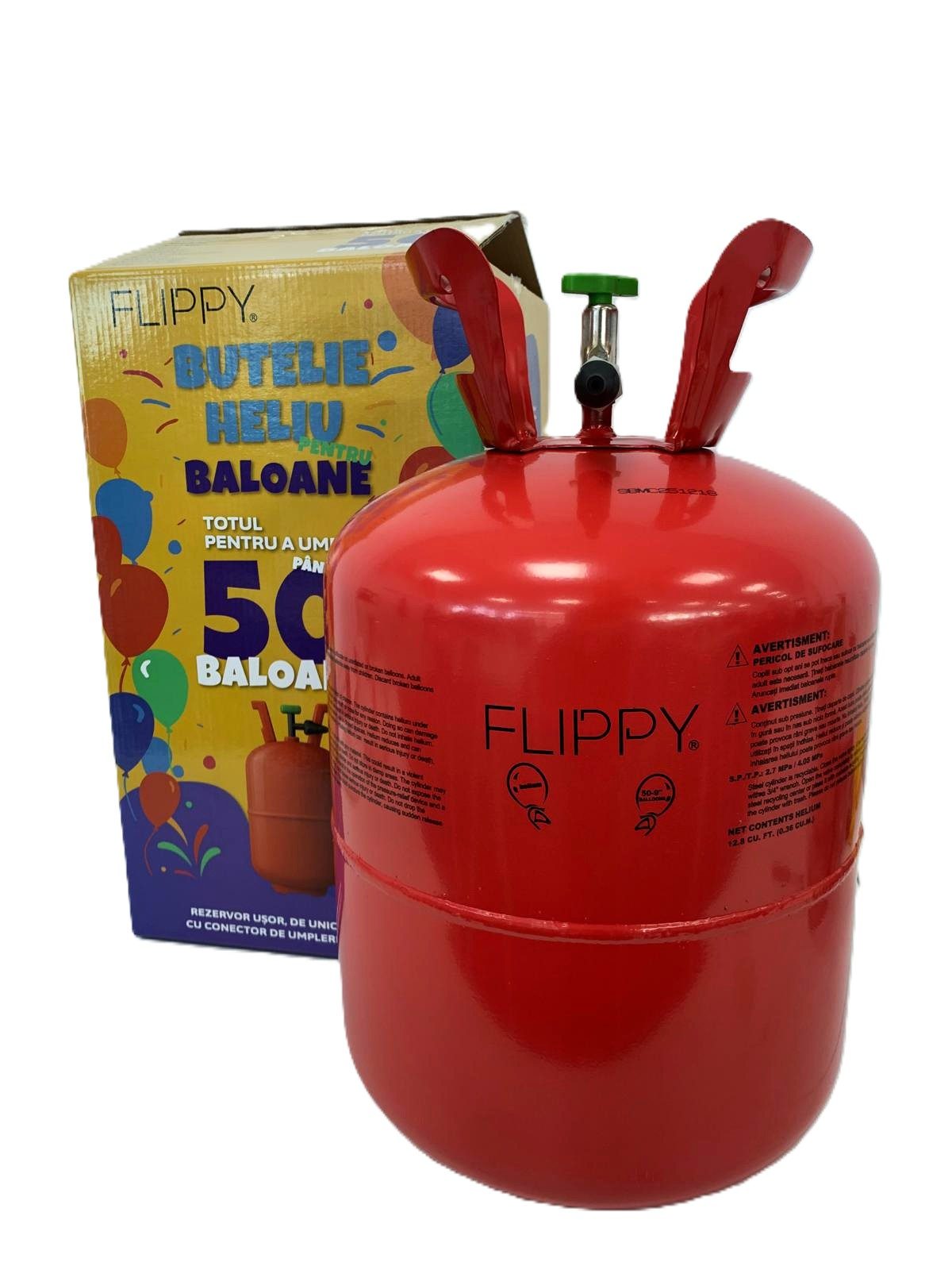 Butelie Heliu de Unica Folosinta, Butelie pentru 50 Baloane Latex, Ideala pentru Petreceri si Evenimente, 13l, 24x24x42, Rosu