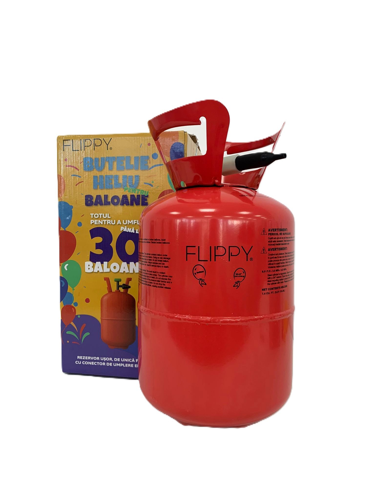 Butelie Heliu de Unica Folosinta, Butelie pentru 30 Baloane Latex, Ideala pentru Petreceri si Evenimente, 7l, 20x20x37, Rosu