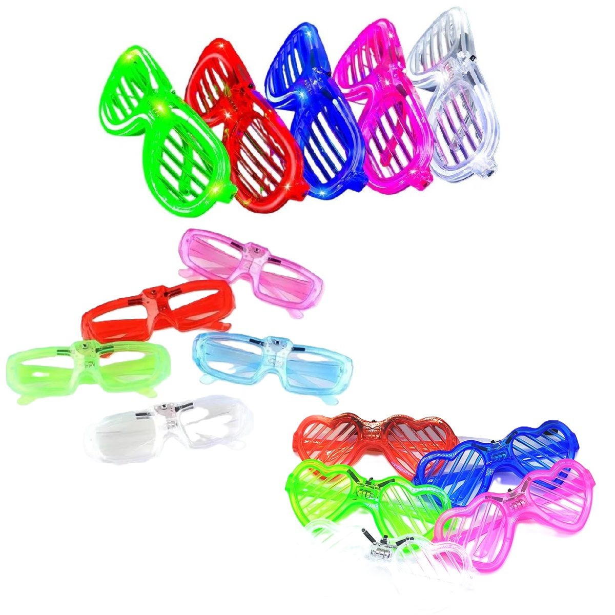 Ochelari de Petrecere cu LED, TOPinStock, din Plastic, 3 Moduri Iluminat, Marime Universala, Multicolor - Imagine