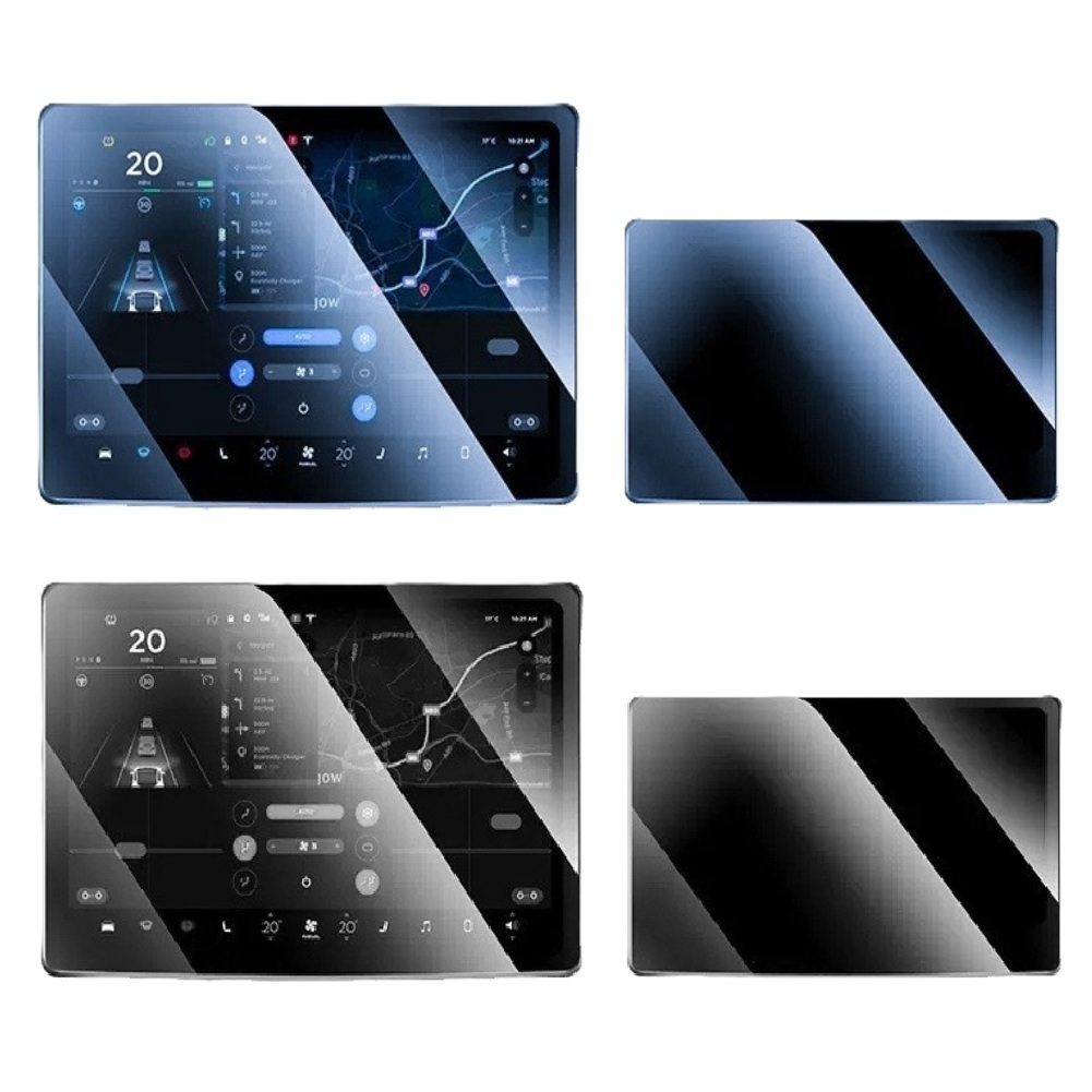 Set 2 Folii de Sticla Securizata, TOPinStock, Compatibila cu Tesla Model 3 / Tesla Model Y, Ecran Frontal si Spate, 4K Ultra HD, Anti-amprenta, 2.5D, Transparent - Imagine