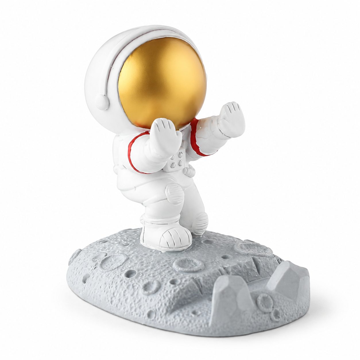 Suport pentru Telefon, , Suport de Birou pentru Telefon, Suport Telefon pentru Copii, Model Astronaut, Model 2, 9 x 8.5 x 6.5 cm, Plastic, Alb 1