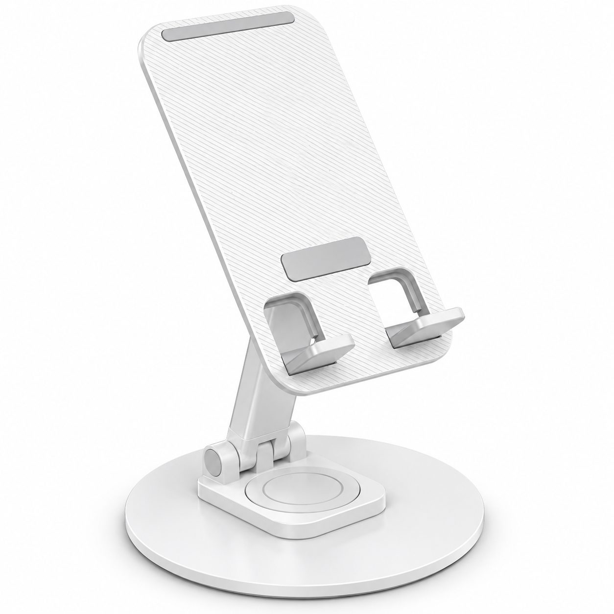Suport de Birou pentru Telefon si Tableta, Flippy, Metal, Pliabil, Rotire 360°, Alb
