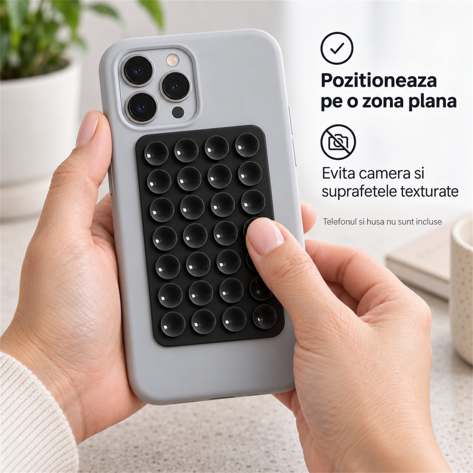 Suport de telefon Flippy cu 28 de ventuze, vedere detaliată