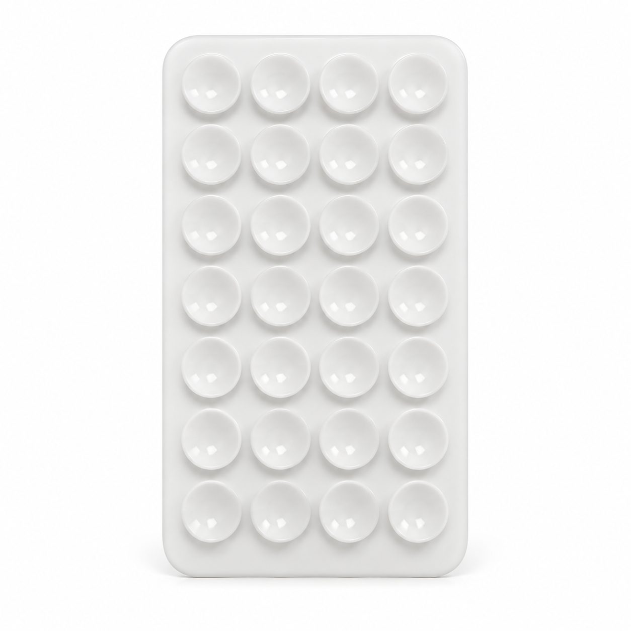 Suport pentru Telefon, Flippy, cu Ventuze pe Ambele Fete, Varianta Ingrosata, Forma Dreptunghiulara, Silicon, 9 x 8 cm, Alb