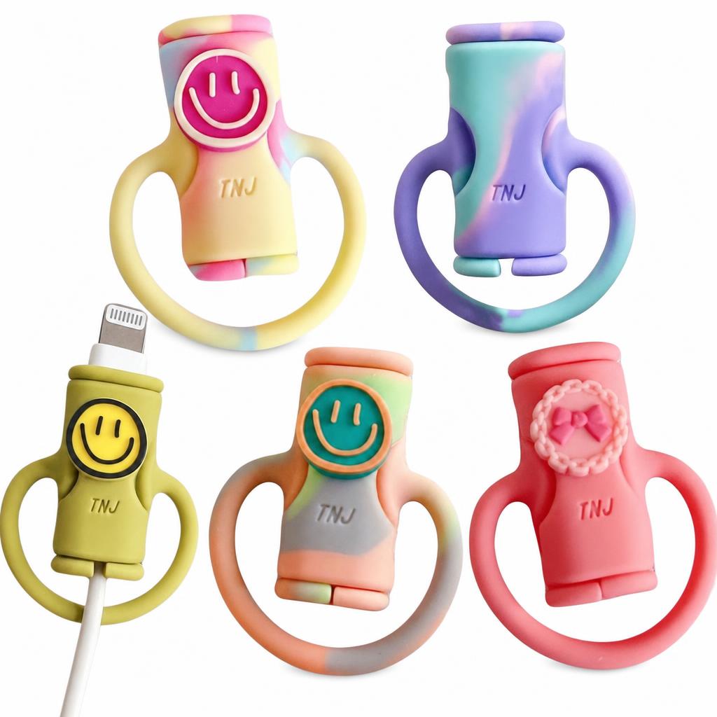 Protectie Cablu USB TOPinStock, din Silicon, Multicolor - Imagine
