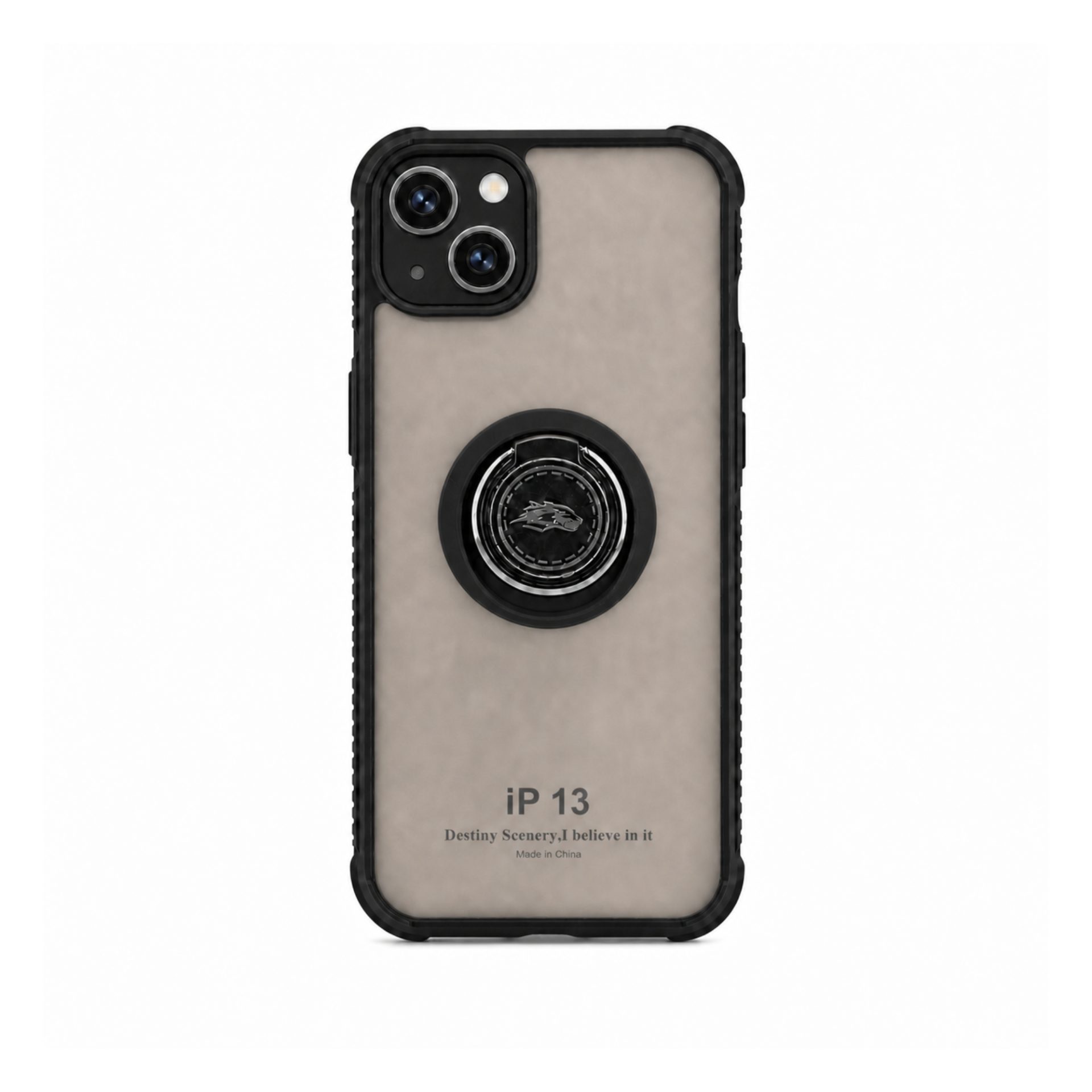 Husa protectie Apple iPhone 13 , Metal Bracket, antisoc, inel sustinere, prindere magnetica, margini negre 1