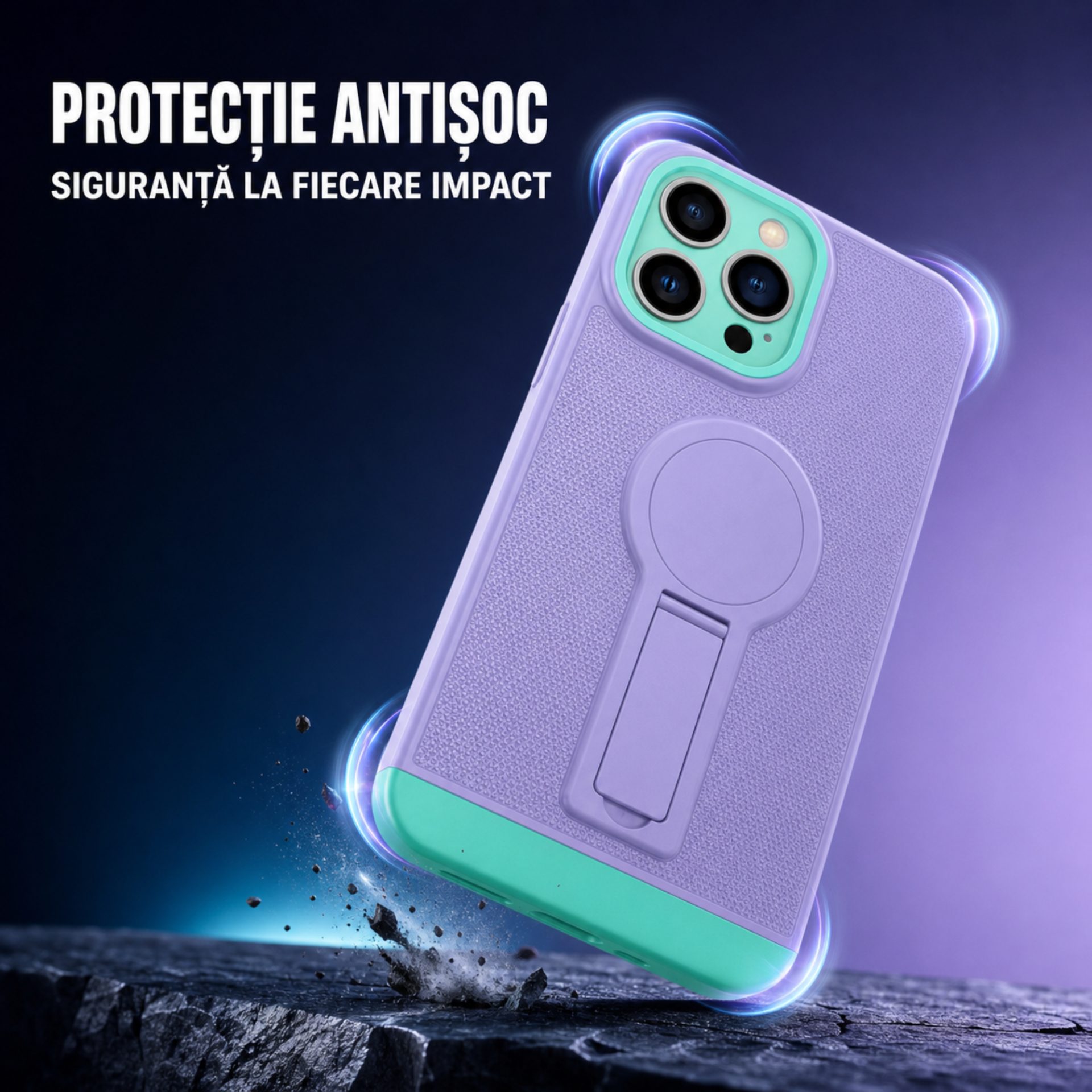 Detaliu stand și suport magnetic husă Armor Design