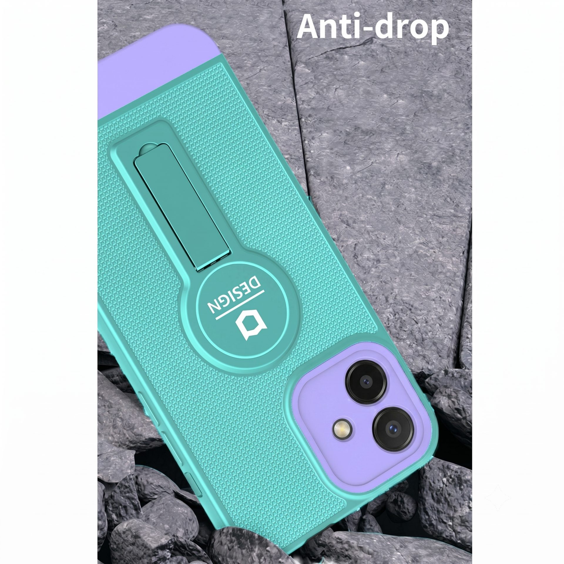Husa Armor Design cu Stand pentru Samsung Galaxy A03, Blue/Mov, Suport Auto Magnetic, Wireless Charge, Protectie Antisoc, Flippy
