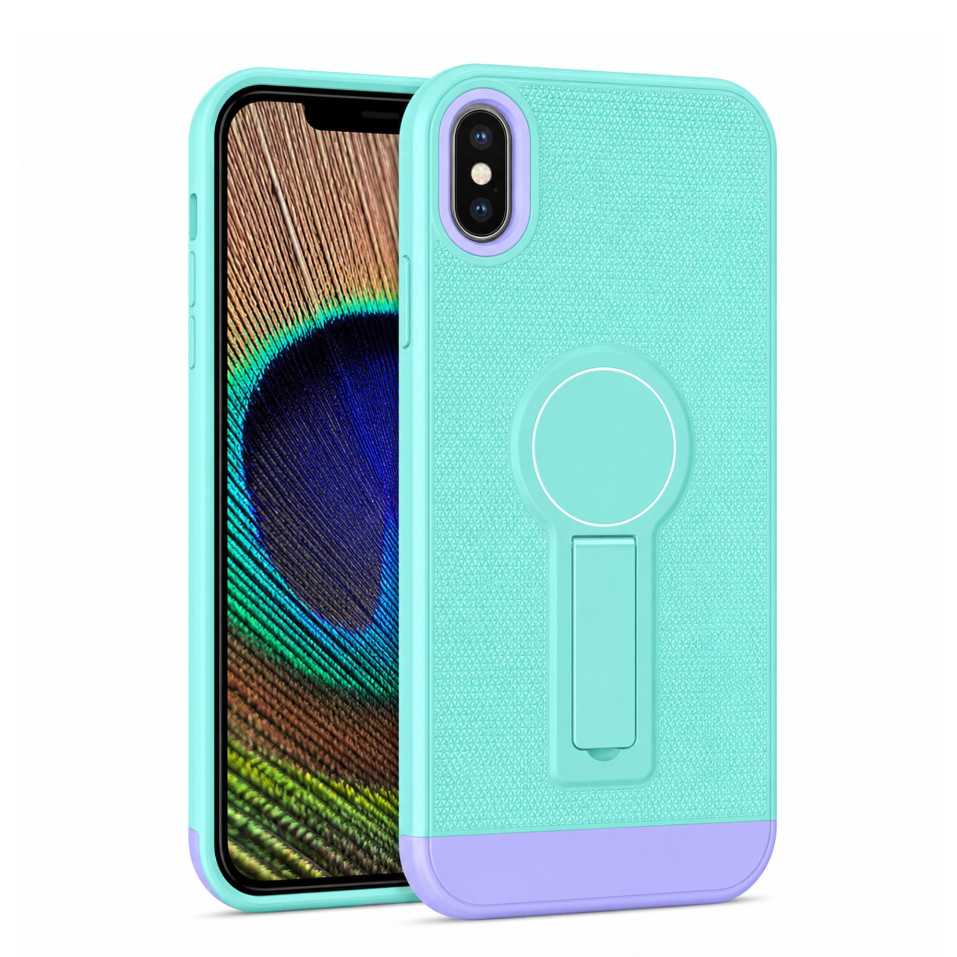 Husă Armor Design cu stand pentru iPhone XS Max albastru mov