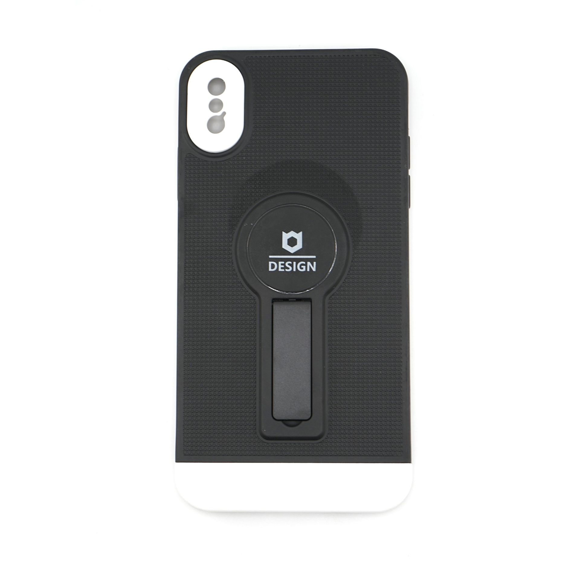 Husa Armor Design cu Stand pentru Apple iPhone X/XS Max, Negru/Alb, Suport Auto Magnetic, Wireless Charge, Protectie Antisoc, Flippy