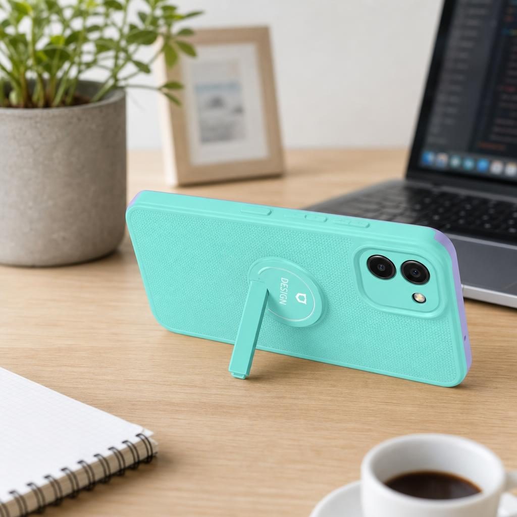 Husa Armor Design cu Stand pentru Samsung Galaxy A03, Blue/Mov, Suport Auto Magnetic, Wireless Charge, Protectie Antisoc, Flippy