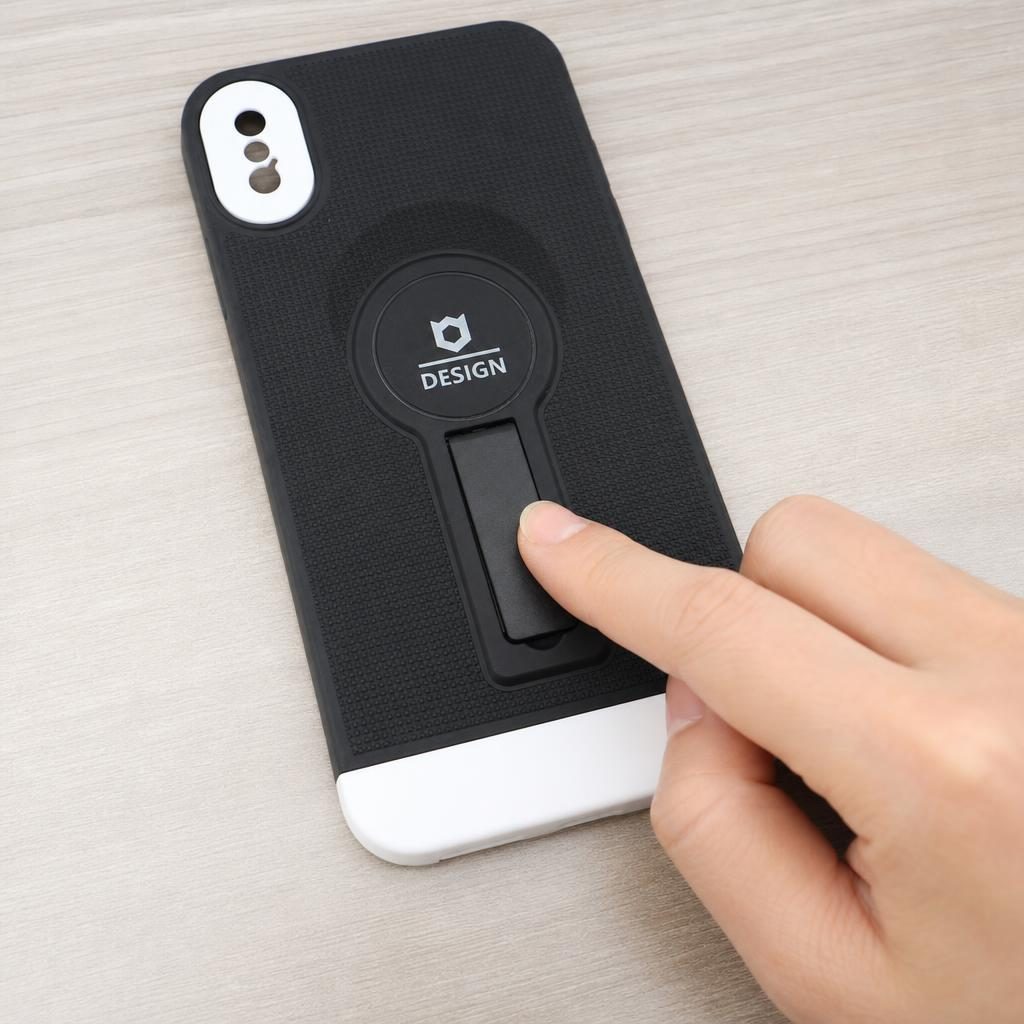 Husa Armor Design cu Stand pentru Apple iPhone X/XS Max, Negru/Alb, Suport Auto Magnetic, Wireless Charge, Protectie Antisoc, Flippy