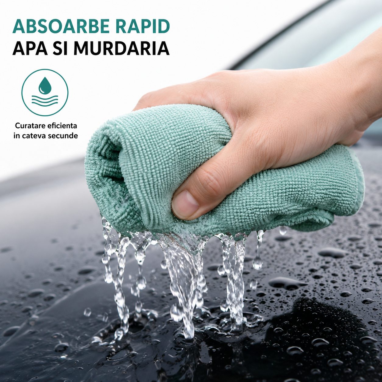 Set 30 Lavete din Microfibra, , pentru Curatare Auto si Suprafete, Absorbante si Reutilizabile, 30 x 30 cm, Turcoaz 5