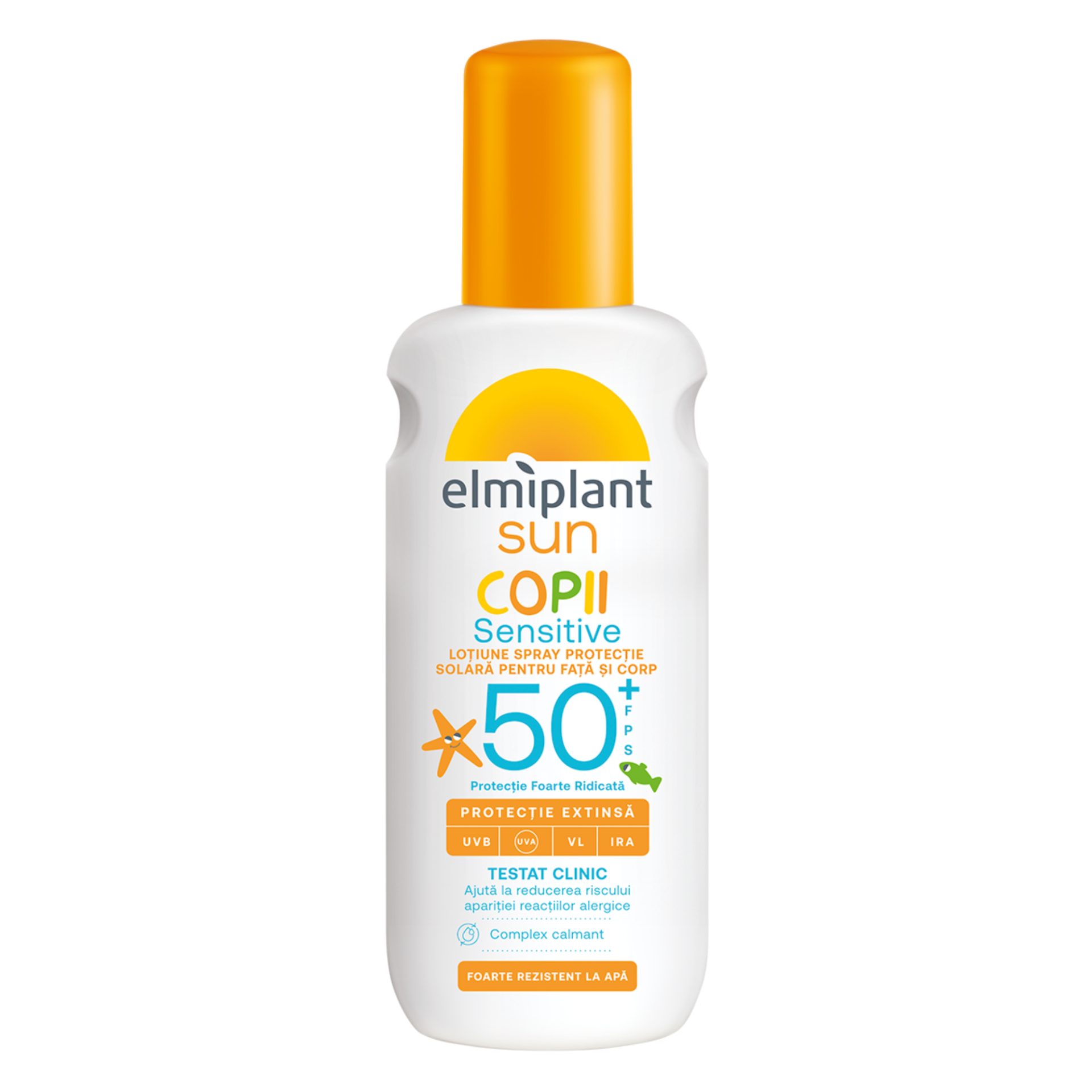 Crema de Soare Pentru Copii, Lotiune Spray Pentru Protectie Solara Pentru Fata si Corp, Elmiplant Sun, Sensitive, SPF 50+, 200 ml 1
