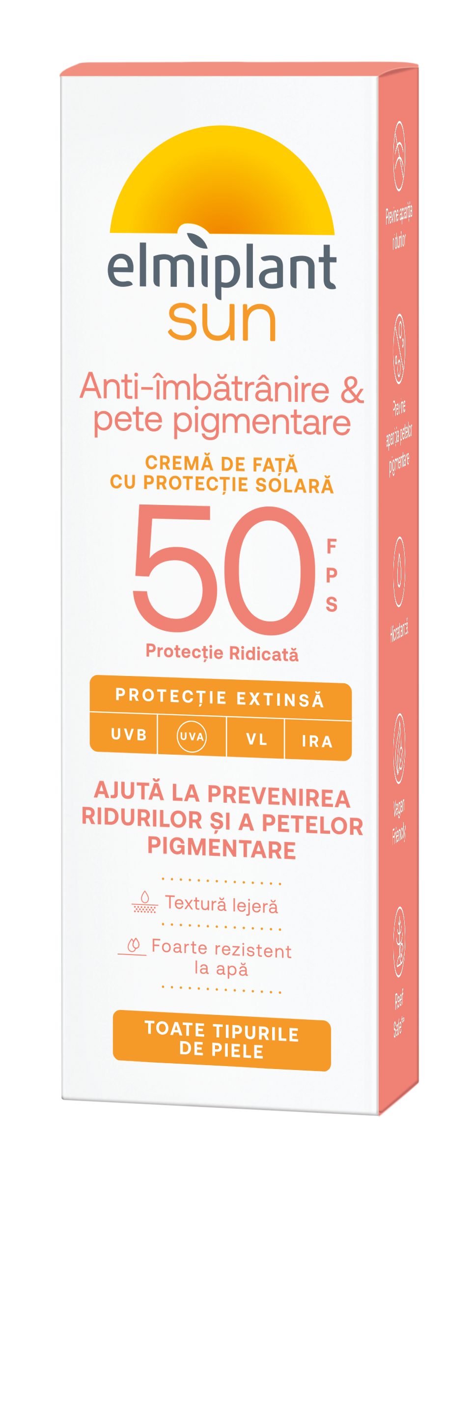 Crema de Fata Pentru Protectie Solara Anti-Pete SPF 50 Elmiplant Sun