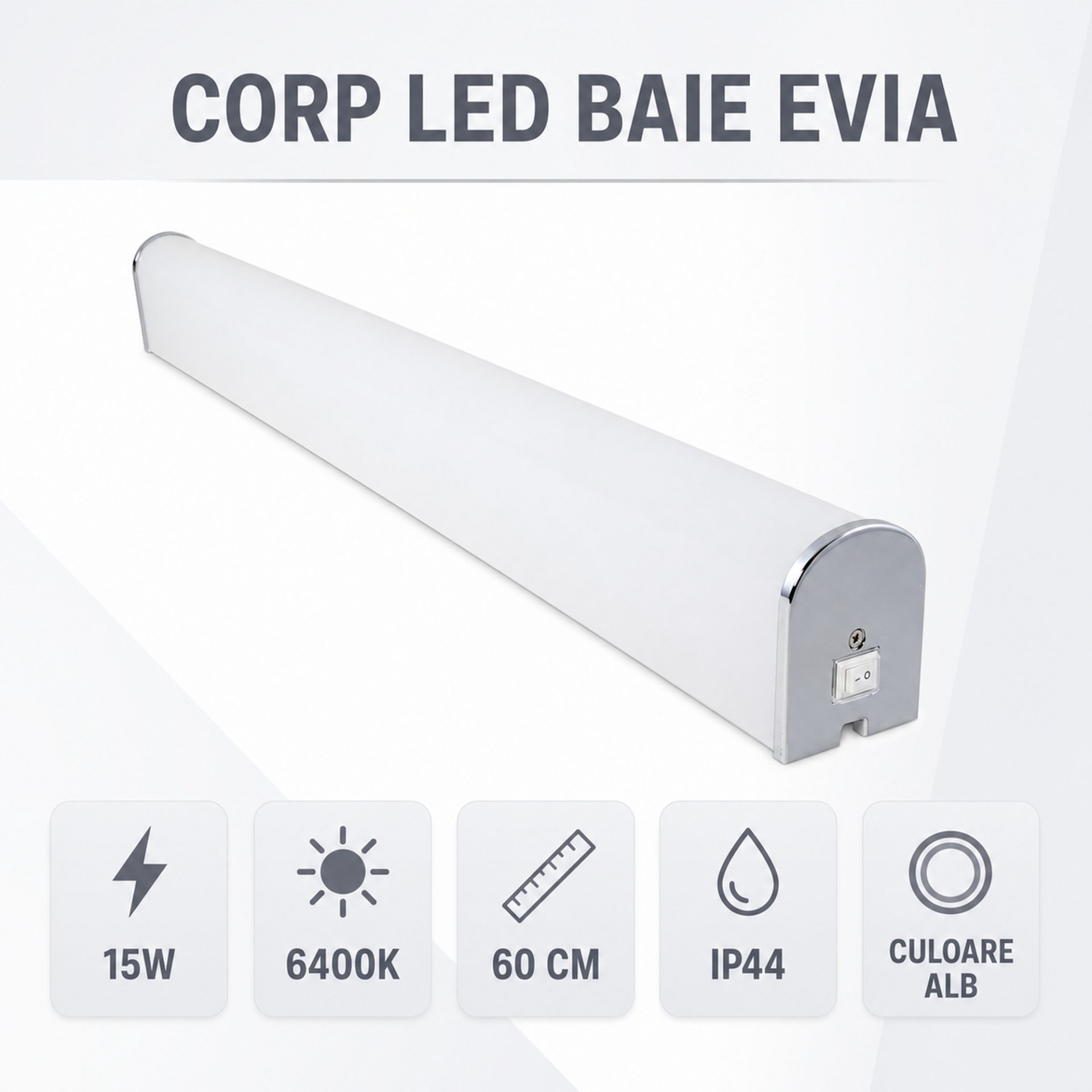 Corp LED Baie Evia 15W 6400K 60cm IP44 Alb