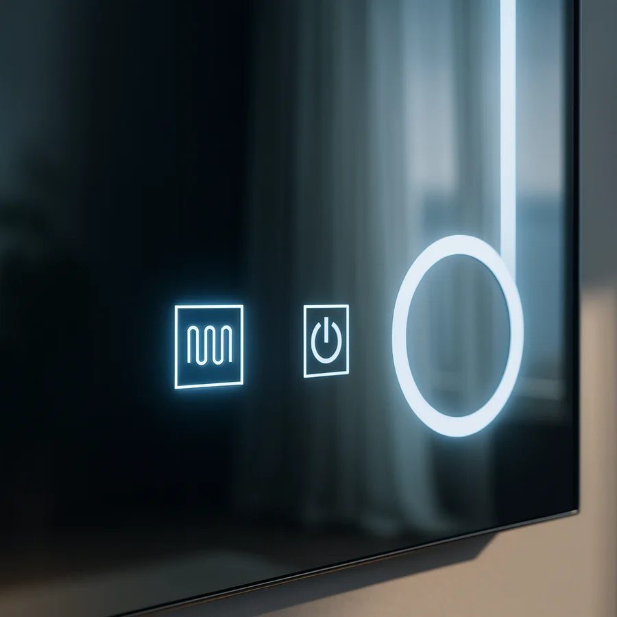 Detaliu sistem control touch oglindă LED