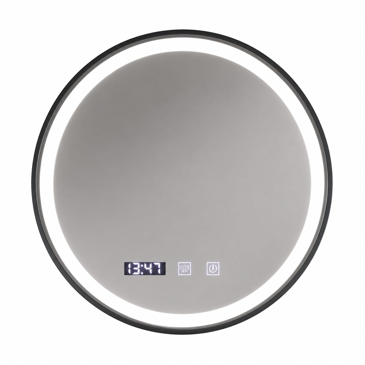 Oglinda LED NOVARA, , Touch, Sistem Dezaburire, Ceas si Temperatura, Diametru 80 cm, Rama Negru Brushed 5