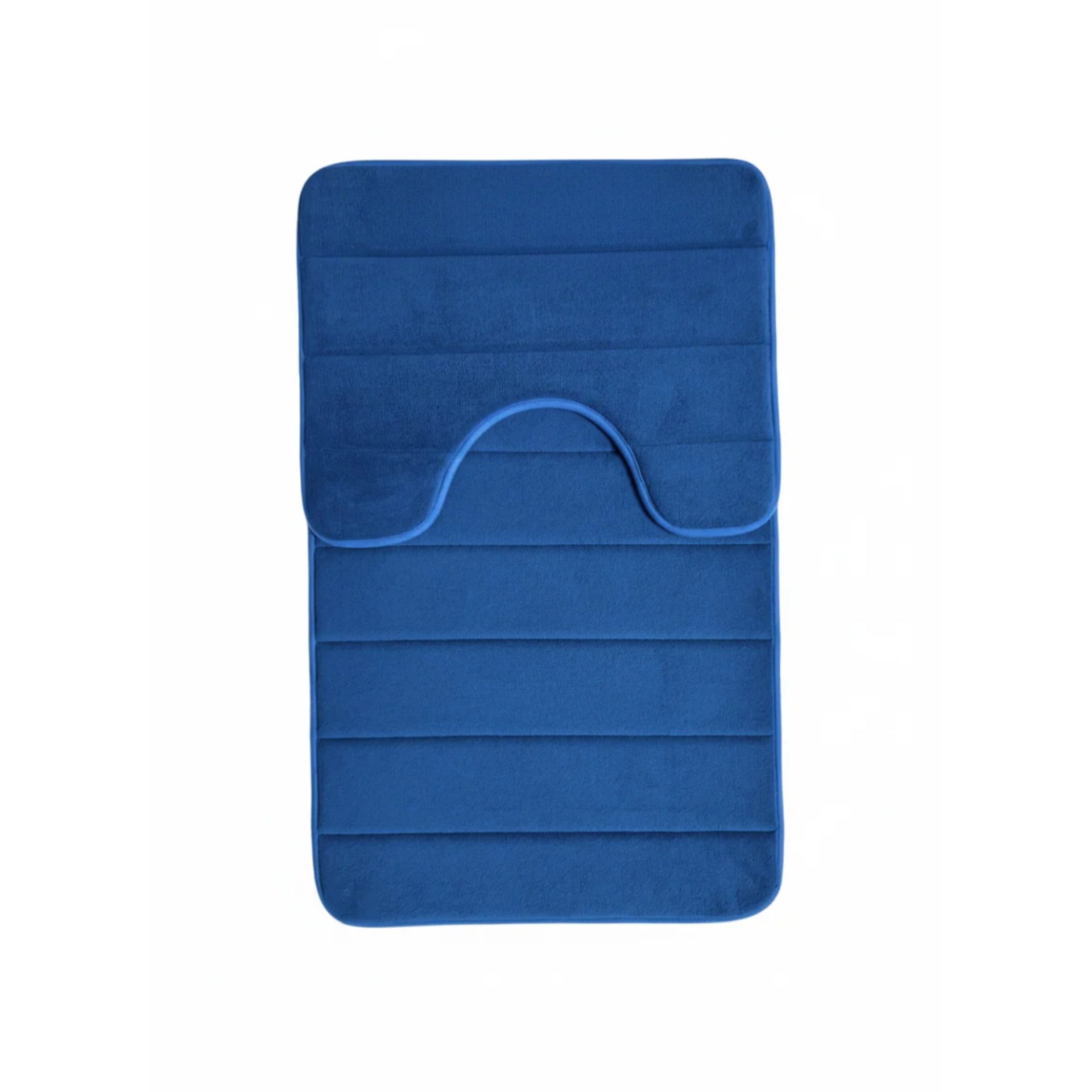 Covorase de Baie, 80x50 cm / 50x40 cm, Albastru, Antiderapant, Absorbant, Set 2 bucati