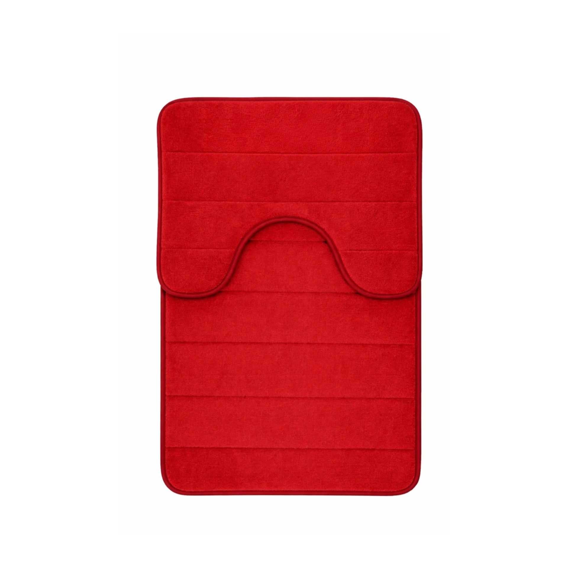 Covorase de Baie, 80x50 cm / 50x40 cm, Rosu, Antiderapant, Absorbant, Set 2 bucati