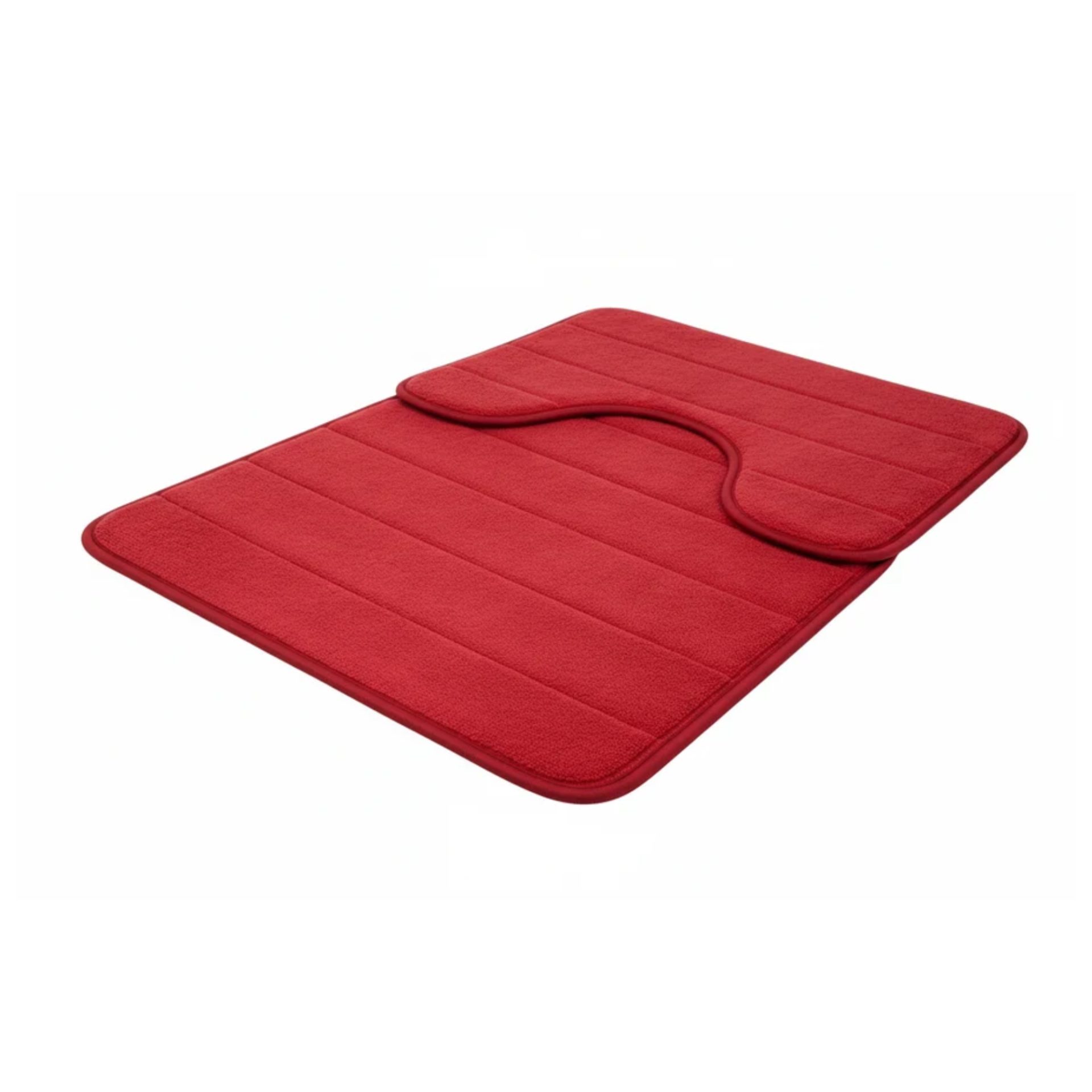 Covorase de Baie, 80x50 cm / 50x40 cm, Rosu, Antiderapant, Absorbant, Set 2 bucati