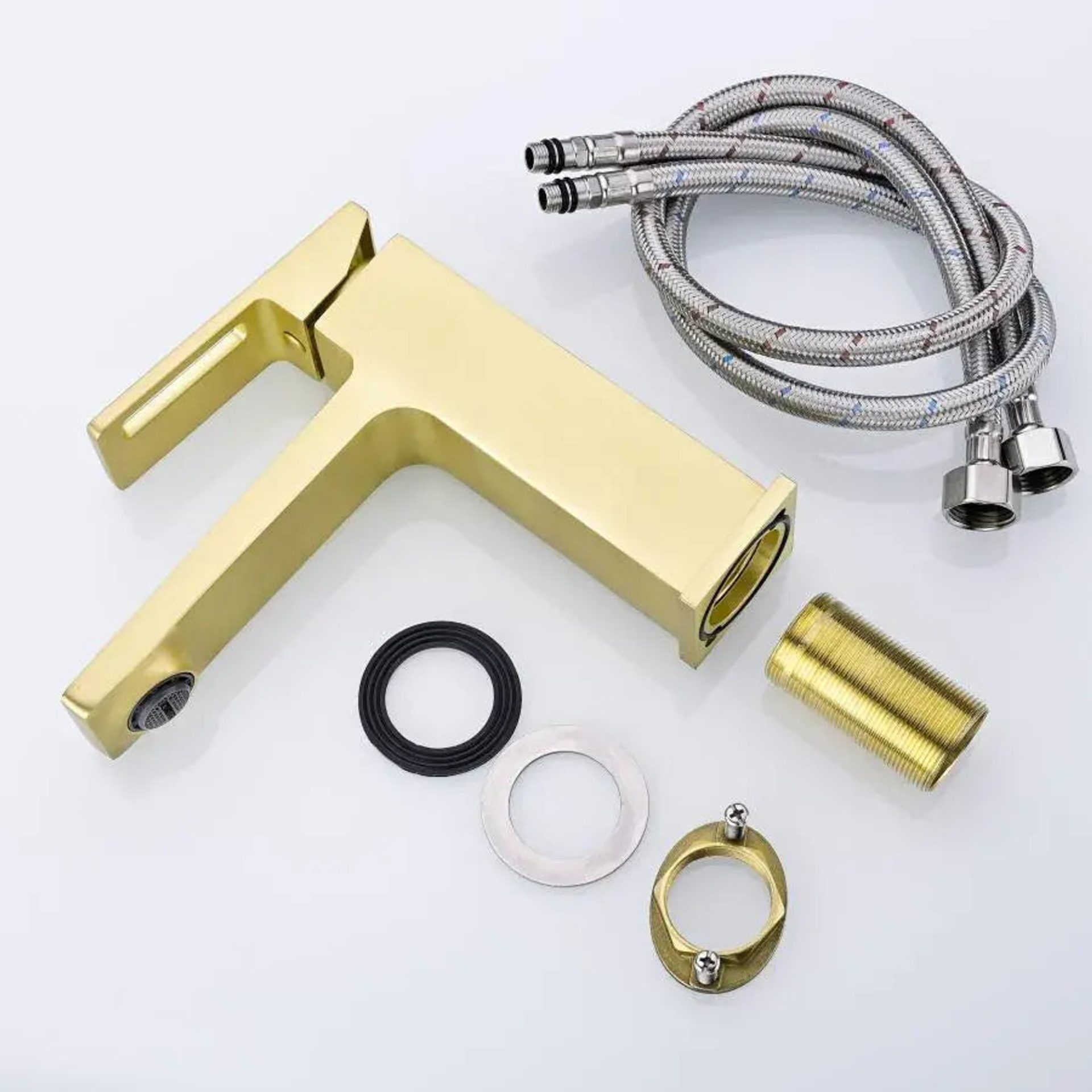 Baterie Lavoar Monocomanda Cartus Ceramic Alama Sanitara Auriu Satin Racorduri si Kit Fixare Incluse 9807D 4