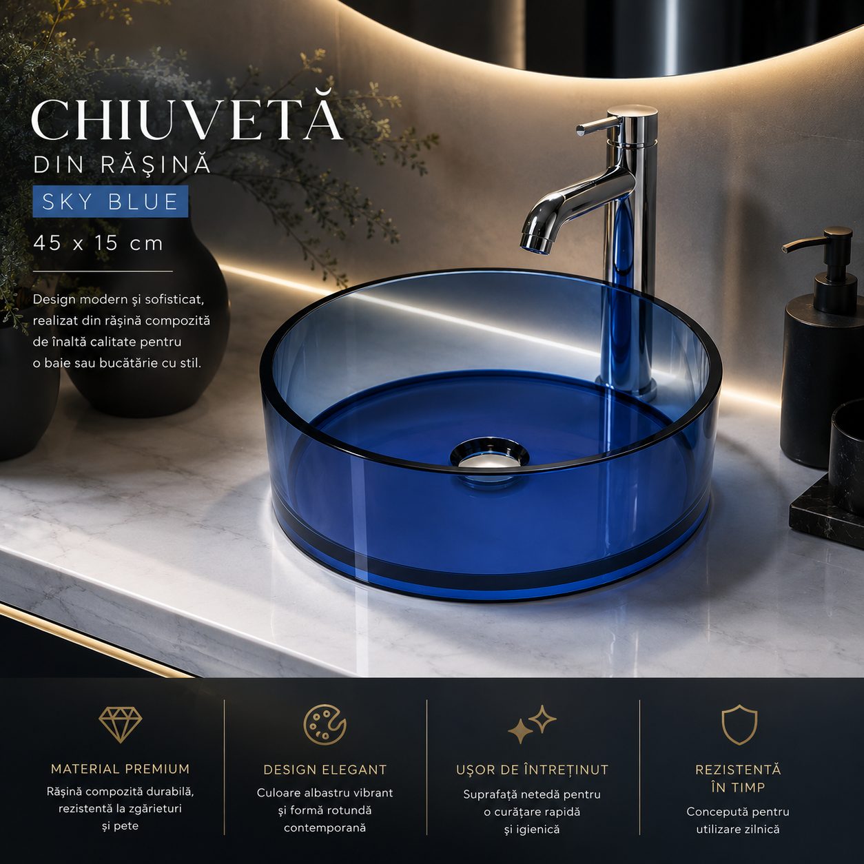 Chiuveta Baie Rasina 45x15 cm Sky Blue 3
