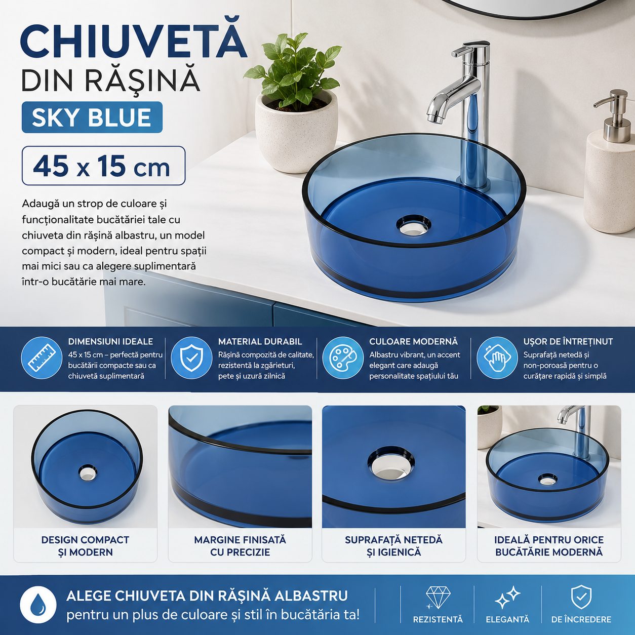 Chiuveta Baie Rasina 45x15 cm Sky Blue 4