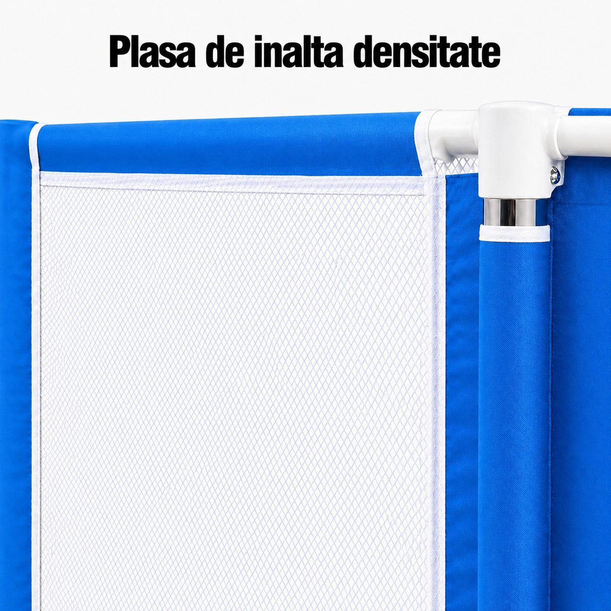 Tarc de Joaca pentru Copii cu Cos de Baschet, , Usa cu Fermoar, Plasa Laterala, Structura Stabila, Dimensiune 130x115x65 cm, Albastru 4