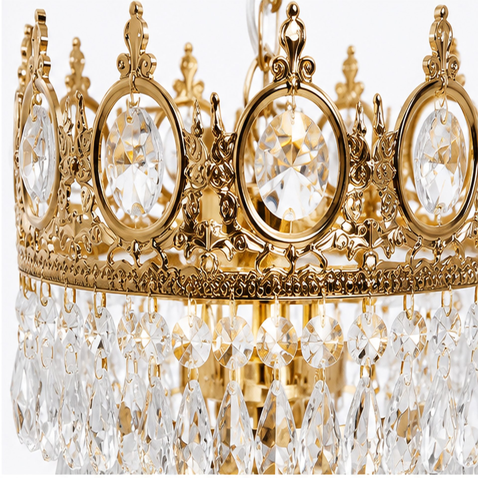 Candelabru Cristal REGALITE Petito, 8XE14, Diametru 45cm, Auriu Lucios, Inaltime Reglabila 4