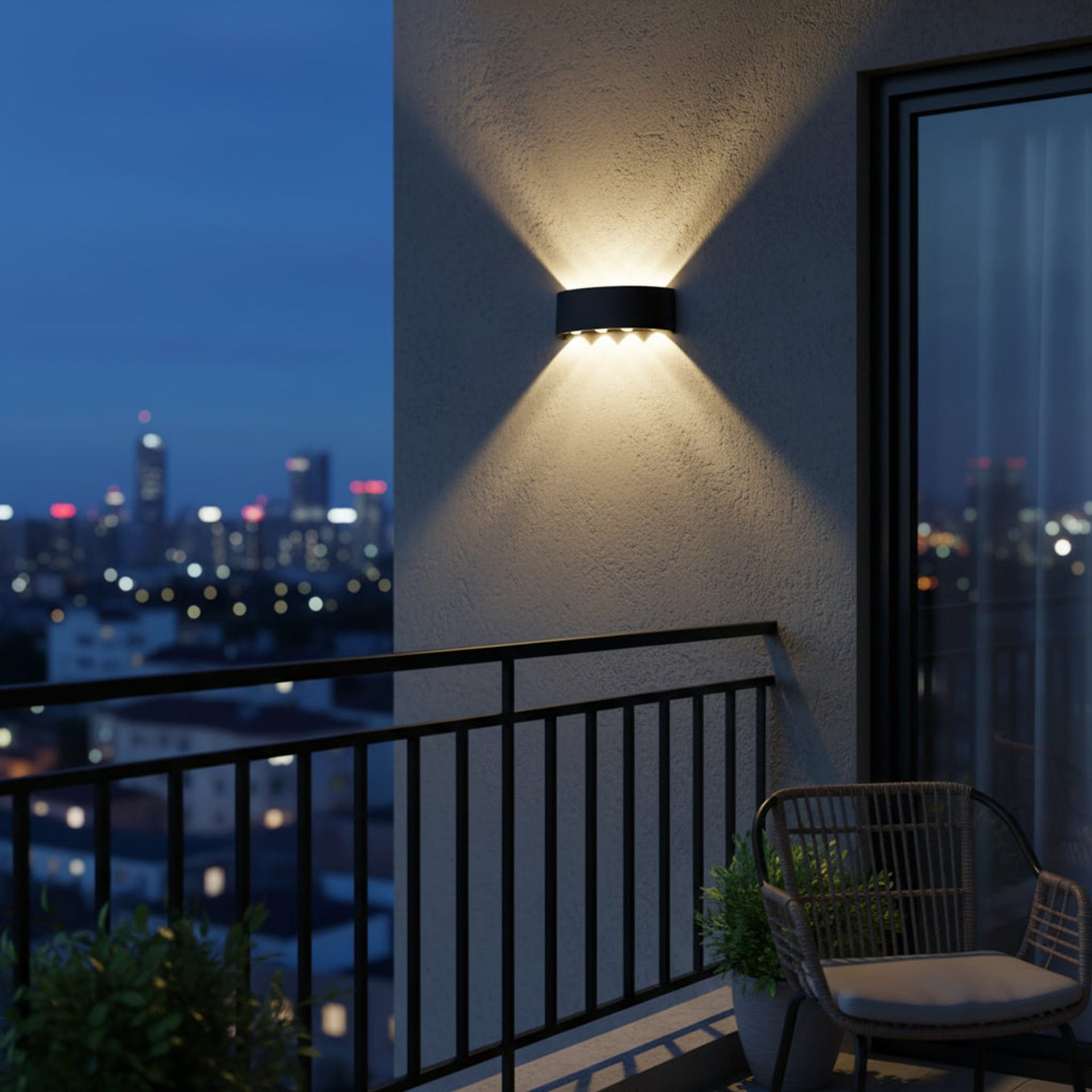 Aplica LED Exterior Ellis, 8W, 8 Surse de lumina, Lumina Calda, 21x7.8x4.6 cm, Negru