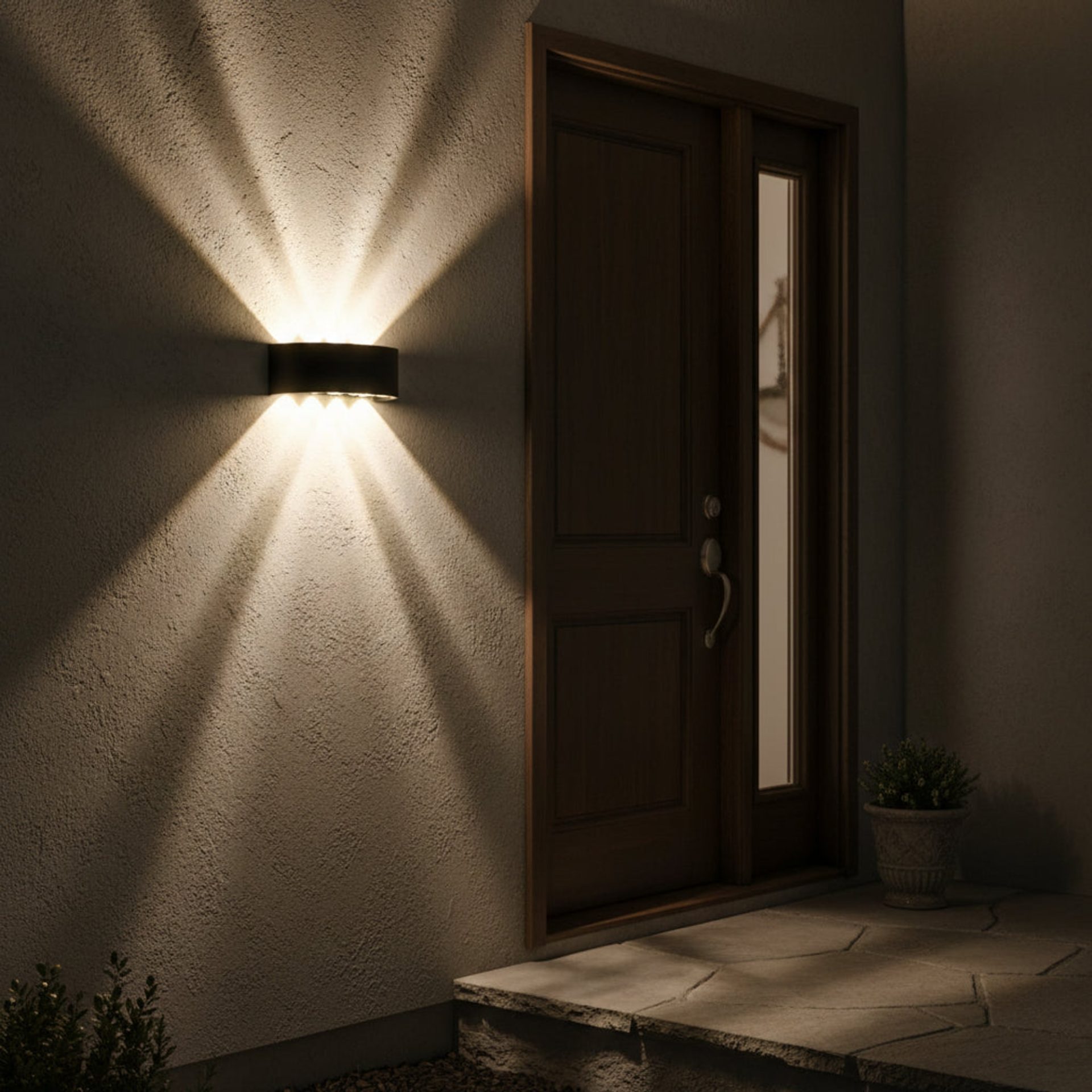 Aplica LED Exterior Ellis, 8W, 8 Surse de lumina, Lumina Calda, 21x7.8x4.6 cm, Negru
