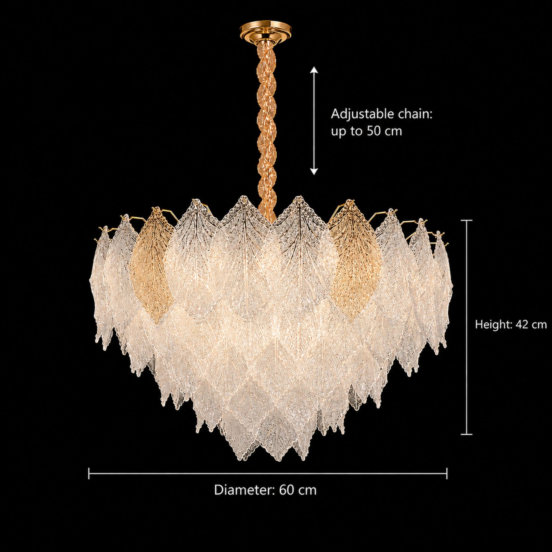 Candelabru Cristal Lace Regalis, , 21xE14, Diametru 80 cm, Inaltime 49 cm, Inaltime Reglabila, Auriu Lucios 5