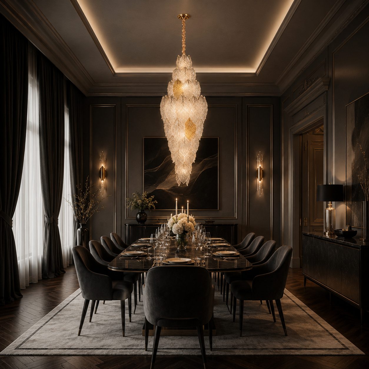 Candelabru Cristal LACE Supremo, , 26xE14, Diametru 60 cm, Inaltime 180 cm, Inaltime Reglabila, Auriu Lucios