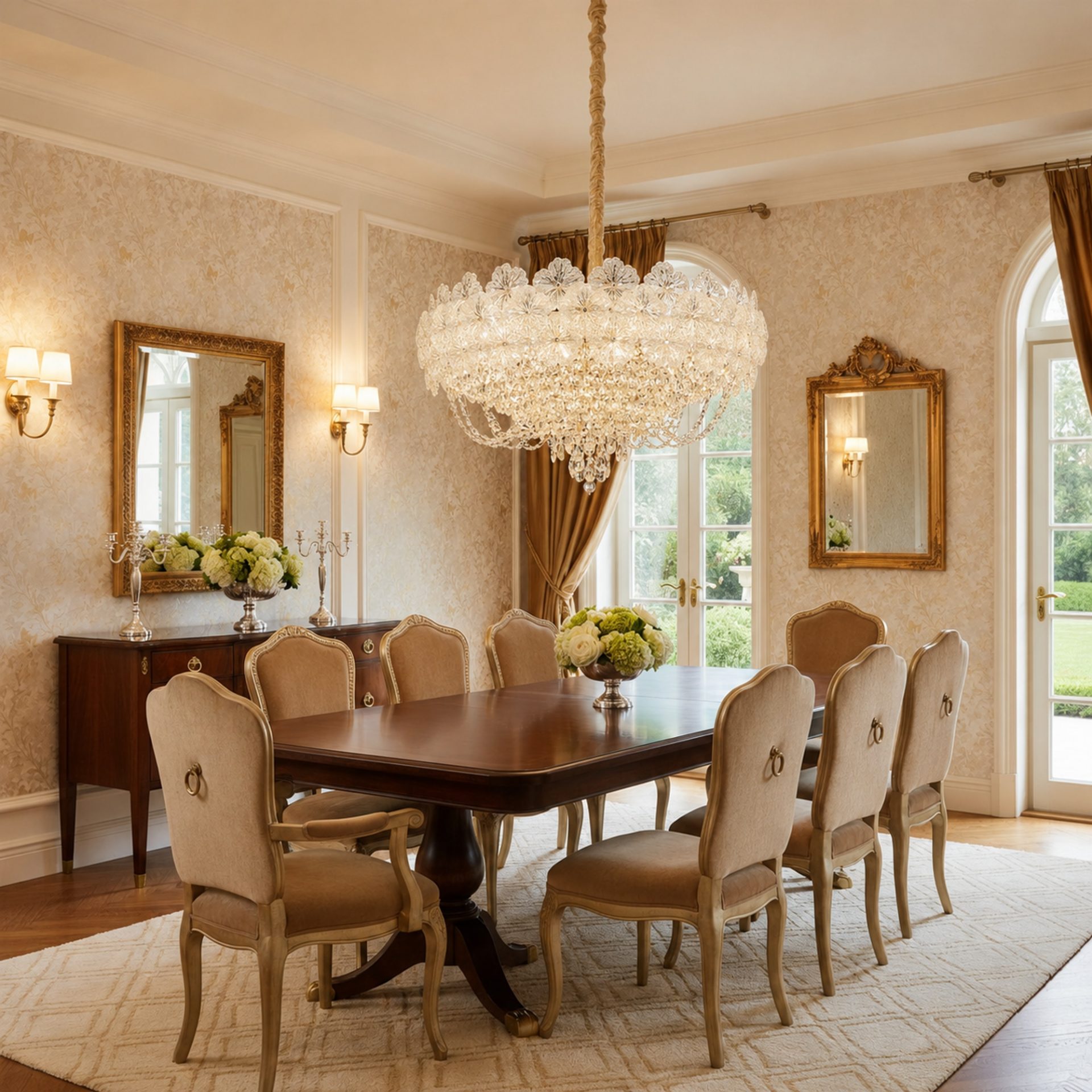 Candelabru Cristal CROWN Eleganza 9xE14, Diametru 50cm, Inaltime 41cm, Auriu Lucios, Inaltime Reglabila, Design Elegant 3