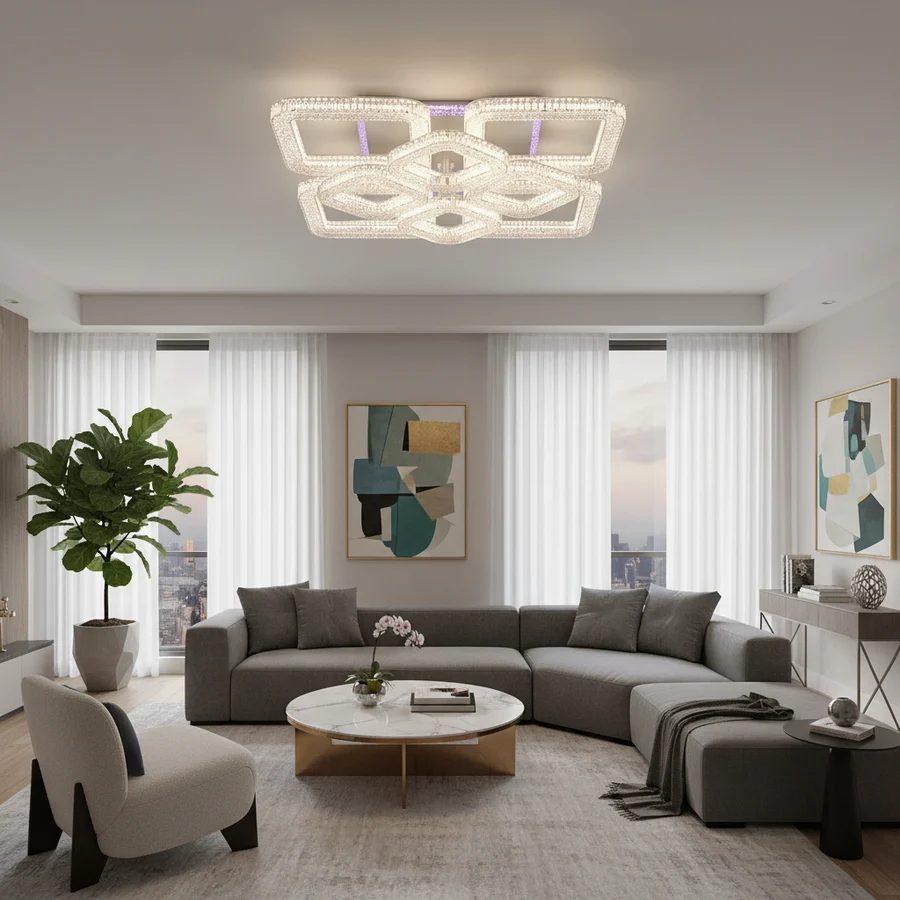 Lustra LED ZOE 41W cu 2 pătrate, finisaj alb