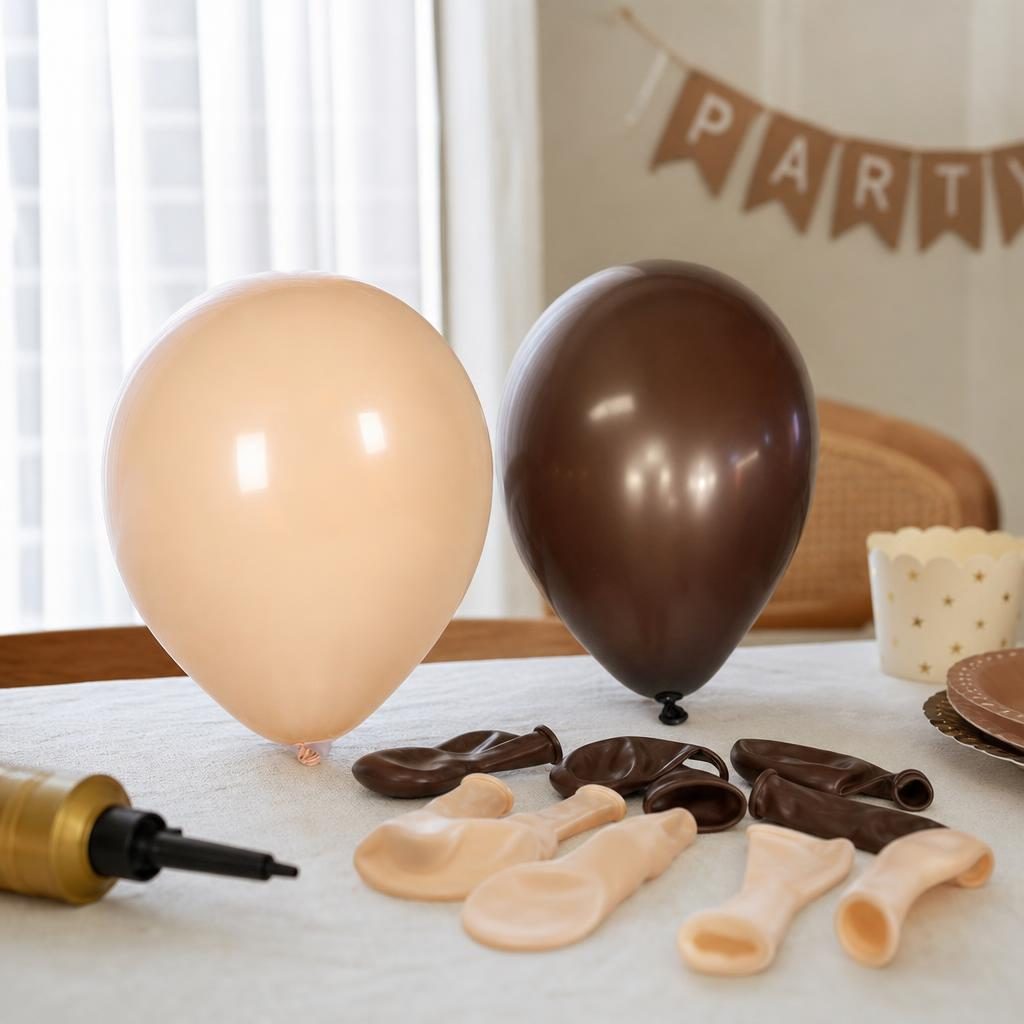 Set 10 Baloane din Latex, Flippy, Model Party, 30 cm, 5x Maro, 5x Bej, 2.8 g