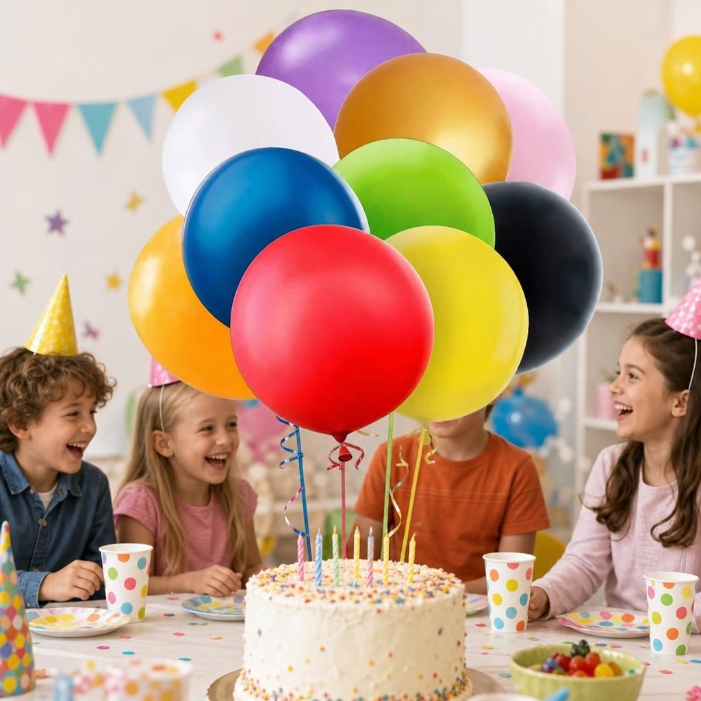 Set 6 Baloane din Latex, Flippy, Model Party Jumbo, 45 cm, Multicolore