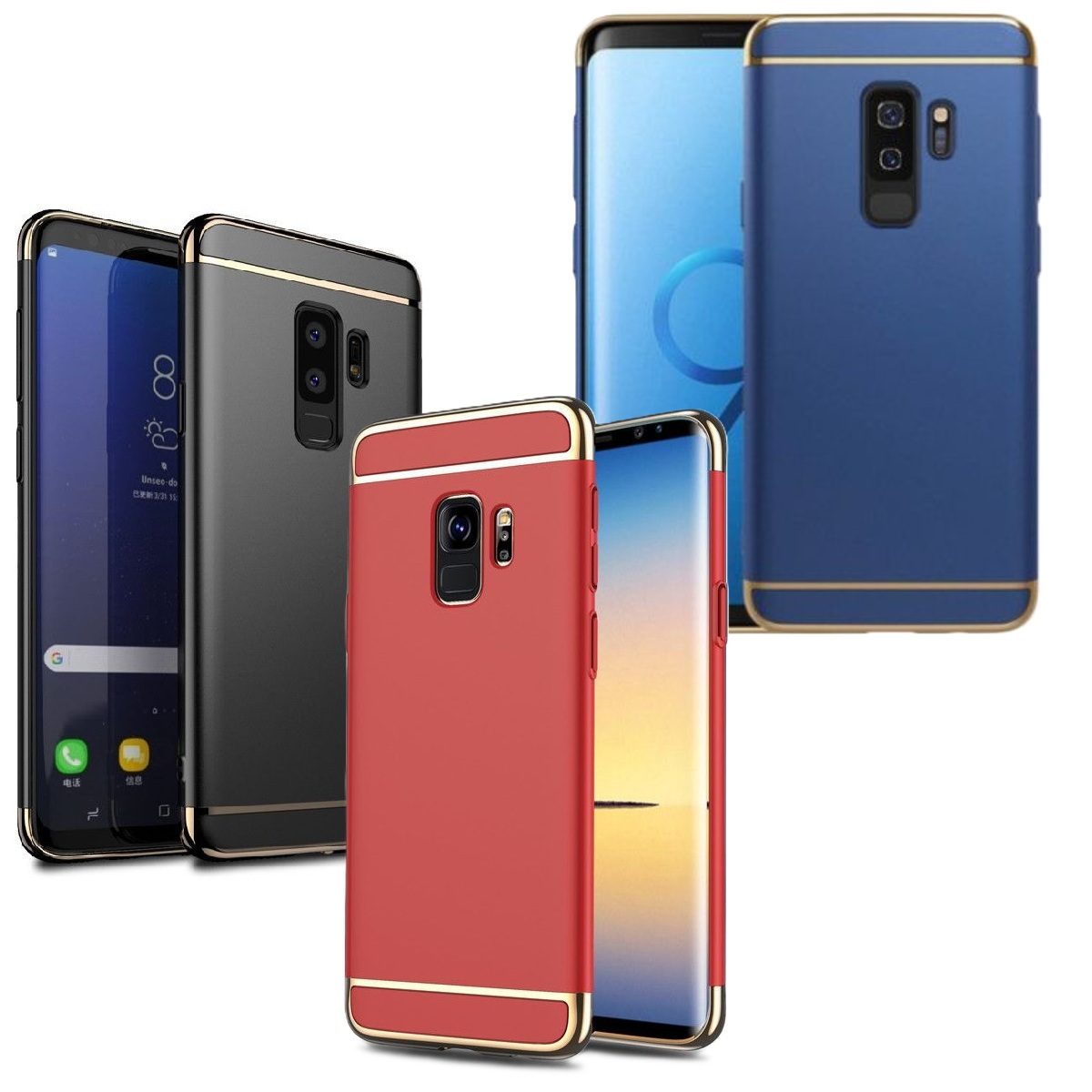Husa de Protectie TOPinStock Compatibila cu Samsung Galaxy S9 Luxury Plating 3 in 1 - Imagine
