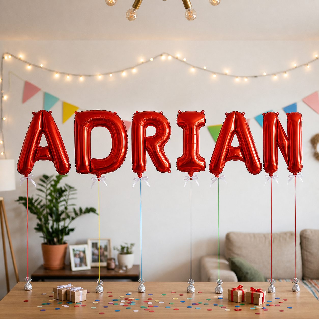 Baloane Folie Metalizate, , Set ADRIAN, Heliu sau Aer, Pai inclus, 40 cm, Rosu