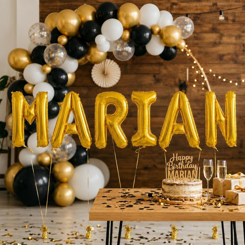Baloane Folie Metalizate, , Set MARIAN, Heliu sau Aer, Pai inclus, 40 cm, Auriu 2