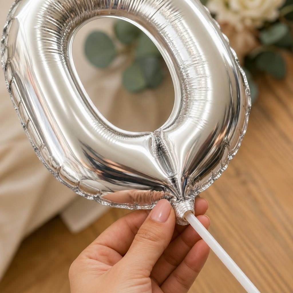 Baloane Folie Metalizate, , Set IONUT Heliu sau Aer, Pai inclus, 40 cm, Argintiu 3