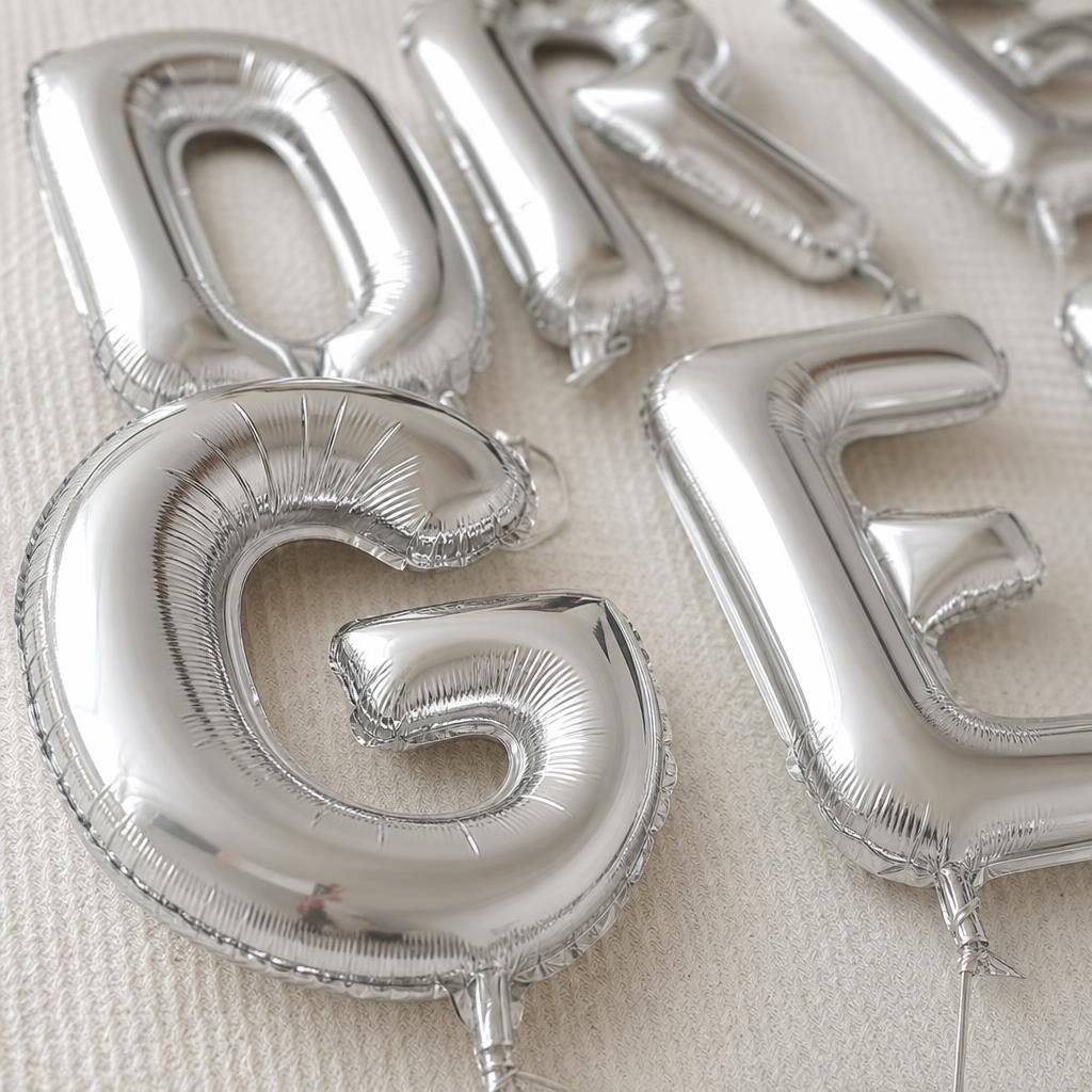 Baloane Folie Metalizate, , Set GEORGE, Heliu sau Aer, Pai inclus, 40 cm, Argintiu 3