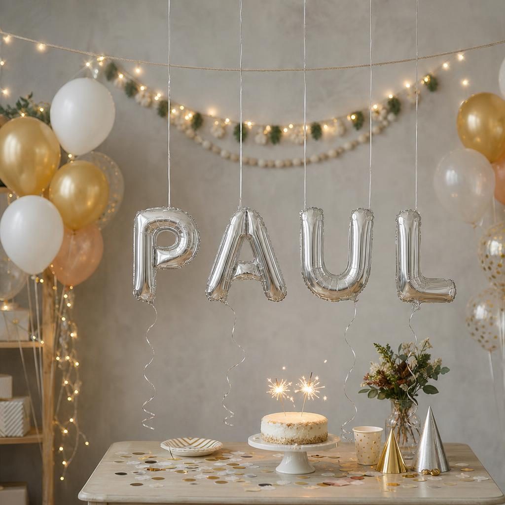 Baloane Folie Metalizate, , Set PAUL, Heliu sau Aer, Pai inclus, 40 cm, Argintiu 2