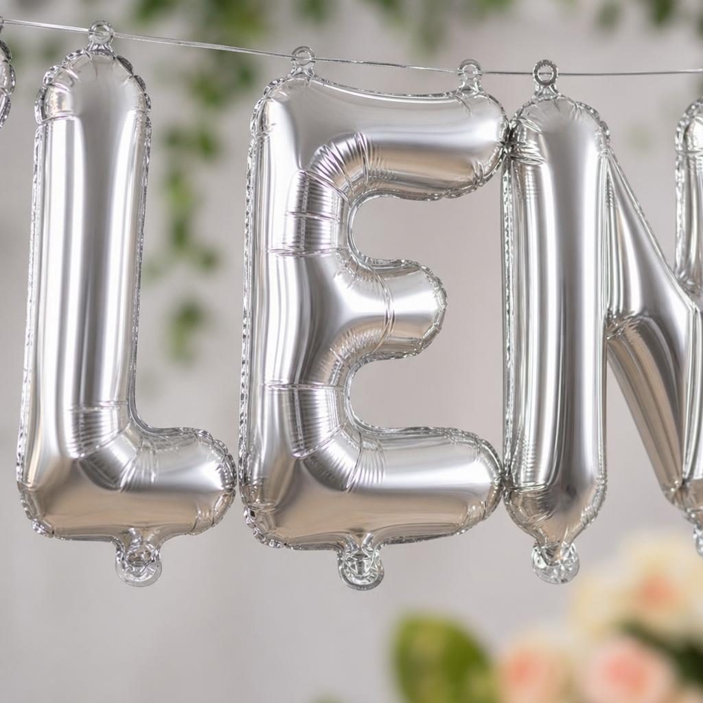 Baloane Folie Metalizate, , Set VALENTIN, Heliu sau Aer, Pai inclus, 40 cm, Argintiu 3